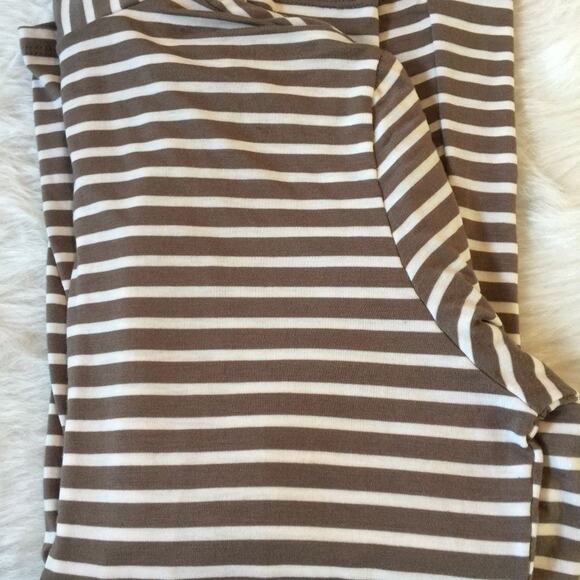 Taupe Striped Knit Open Lightweight Cardigan M - Picture 7 of 7
